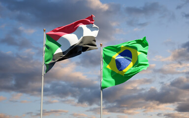 Beautiful national state flags of Sudan and Brasil.