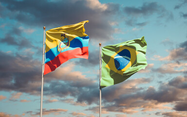 Beautiful national state flags of Ecuador and Brasil.