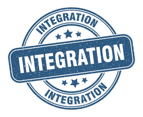 integration stamp. integration label. round grunge sign