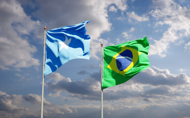 Beautiful national state flags of Somalia and Brasil.