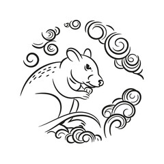 Chinese zodiac symbol of the year of the rat. The symbol of the eastern horoscope.