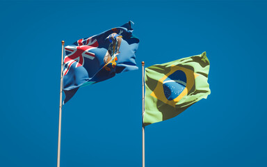 Beautiful national state flags of South Georgia and the South Sandwich Islands and Brasil.