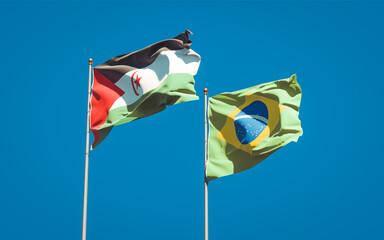 Beautiful national state flags of Sahrawi and Brasil.