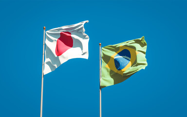 Beautiful national state flags of Japan and Brasil.