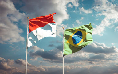 Beautiful national state flags of Brasil and Brasil.
