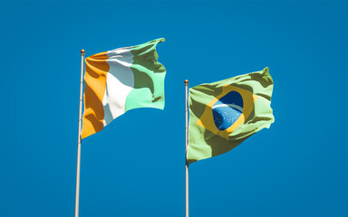 Beautiful national state flags of Cote d'Ivoire and Brasil.