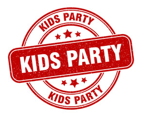 kids party stamp. kids party label. round grunge sign