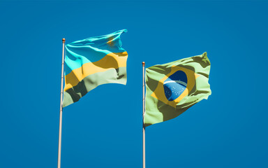 Beautiful national state flags of Rwanda and Brasil.