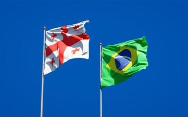 Beautiful national state flags of Georgia and Brasil.