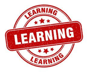 learning stamp. learning label. round grunge sign