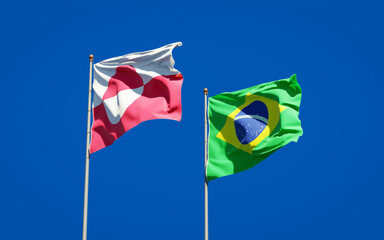 Beautiful national state flags of Greenland and Brasil.