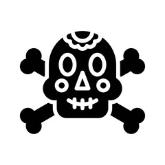 dia de los or muertos related muertos skull with teath vector in solid design,