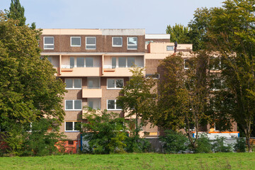 Abbruchreifes entkerntes  Wohnhaus,  Wollepark, DelmenhorstNiedersachsen, Deutschland, Europa