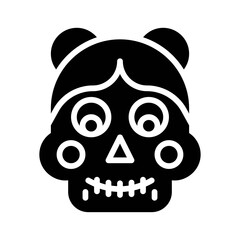 dia de los or muertos related muertos skull with teath vector in solid design,