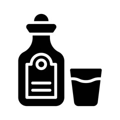 dia de los or muertos related muertos tequila bottle with glass vector in solid design,