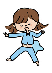 おねしょをしてしまった女の子のイラスト