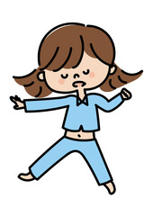 寝相の悪い女の子のイラスト