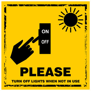 Please, Turn Off Lights When Not In Use, Sticker Vector