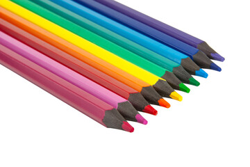 Different color pencils for art creation isolated on teh white