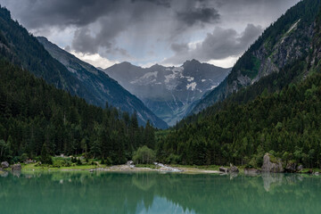 Lake Stilluptal befor rain in Tyrol, Austria