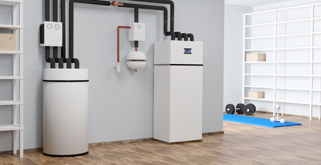 3D illustration with the heating system