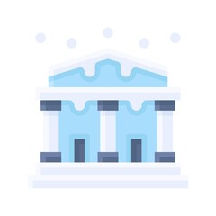 snow town in winter related bank building with ice and thumbs vectors in flat style,