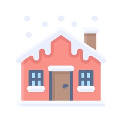 snow town in winter related house building with chimeny and ice vectors in flat style,