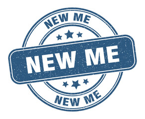new me stamp. new me label. round grunge sign