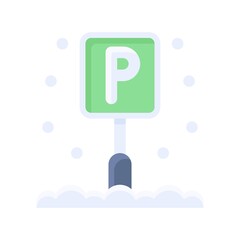 snow town in winter related parking sign with stand and ice vectors in flat style,
