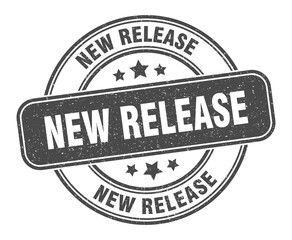 new release stamp. new release label. round grunge sign