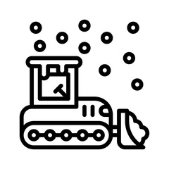 snow town in winter related loader van with tires and ice vectors in lineal style,