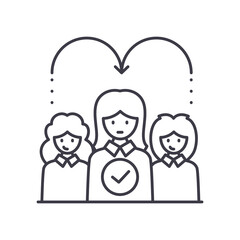 Approval proccess icon, linear isolated illustration, thin line vector, web design sign, outline concept symbol with editable stroke on white background.