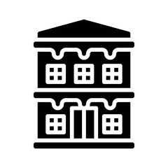 snow town in winter related house building with windows and ice vectors in solid design,