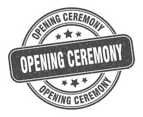opening ceremony stamp. opening ceremony label. round grunge sign