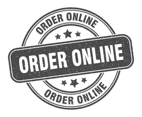order online stamp. order online label. round grunge sign