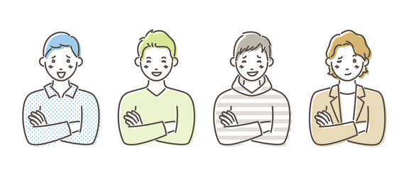 腕組みする男性のイラストセット