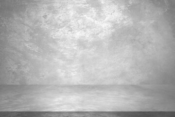 Gray vintage cement or concrete wall and floor background. Can be used for display products, room, interior, graphic design or wallpaper. Copy space for text.