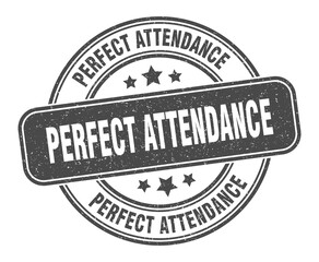perfect attendance stamp. perfect attendance label. round grunge sign