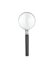 Concept magnifying glass, of search zoom, expand information..closeup isolated on white background, with clipping path.