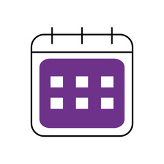 calendar planner icon, half line half color style