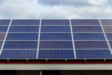 Close-up of solar panels. Photovoltaic modules for innovation alternative energy