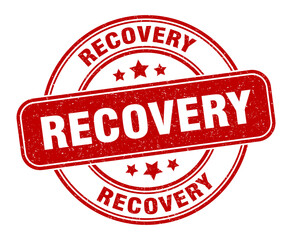 recovery stamp. recovery label. round grunge sign
