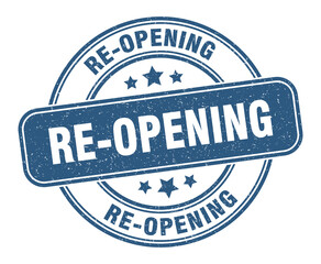 re-opening stamp. re-opening label. round grunge sign