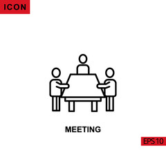 Icon meeting. Outline, line or linear vector icon symbol sign collection