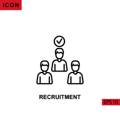 Icon recruitment people for business. Outline, line or linear vector icon symbol sign collection