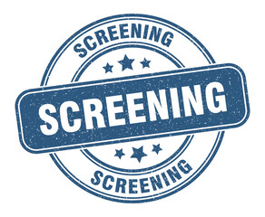 screening stamp. screening label. round grunge sign