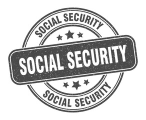 social security stamp. social security label. round grunge sign