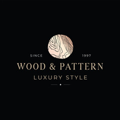 Luxury circle woodcut natural pattern hand drawn vector illustration logo