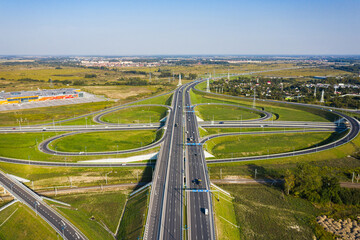 Aerial view of the road junction in Kaliningrad, Russia