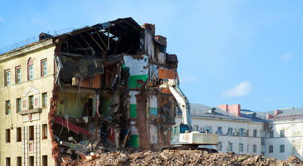 Fototapeta premium Dismantling and demolition of buildings and structures.